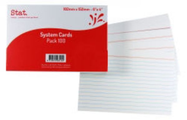 Picture of SYSTEM CARDS STAT 6X4 RULED WHITE PK100