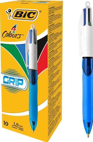 Picture of PEN BIC 4 COLOUR GRIP MEDIUM BOX 10